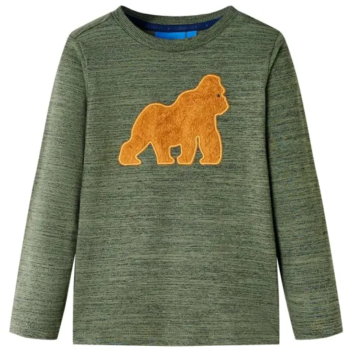Camiseta Infantil de Manga Larga Caqui Melange 104