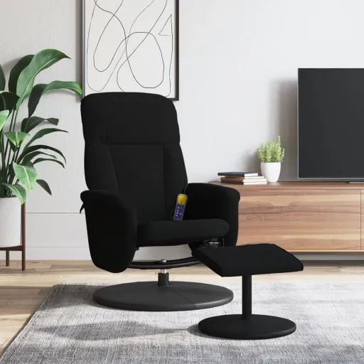 Sillón Reclinable de Masaje Con Reposapiés Terciopelo Negro