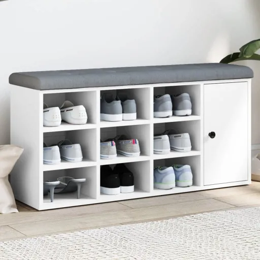 Banco Zapatero Madera de Ingeniería Blanco 102x32x50 cm