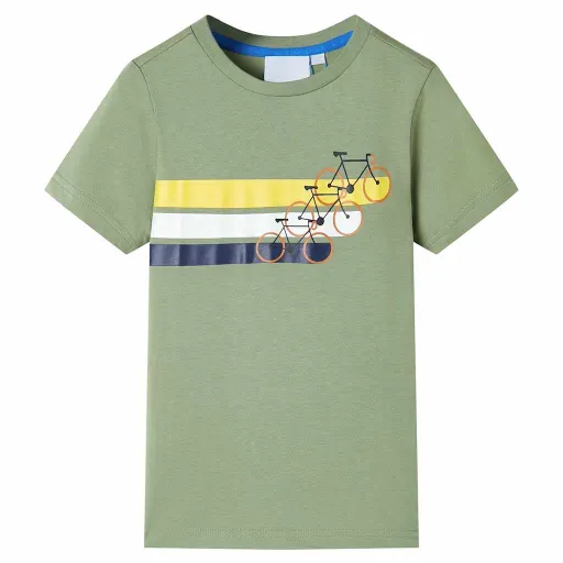 Camiseta Infantil de Manga Corta Caqui Claro 128