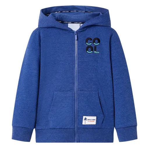 Sudadera Infantil Con Capucha y Cremallera Azul Oscuro Mélange 104
