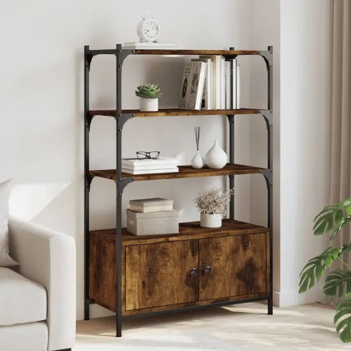 Librería 3 Estantes Madera Ingeniería Roble Humo 70x30x109,5 cm
