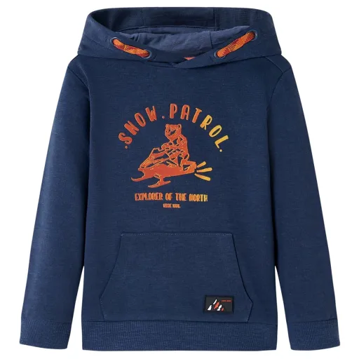 Sudadera Infantil Con Capucha Azul Marino y Naranja 116