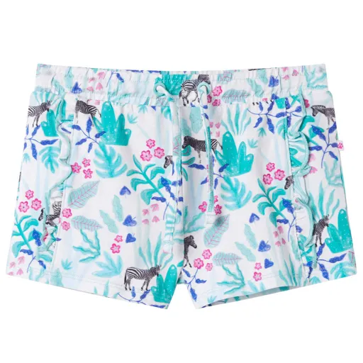 Pantalones Cortos Infantiles Con Cordón Crudo y Verde Menta Oscuro 140
