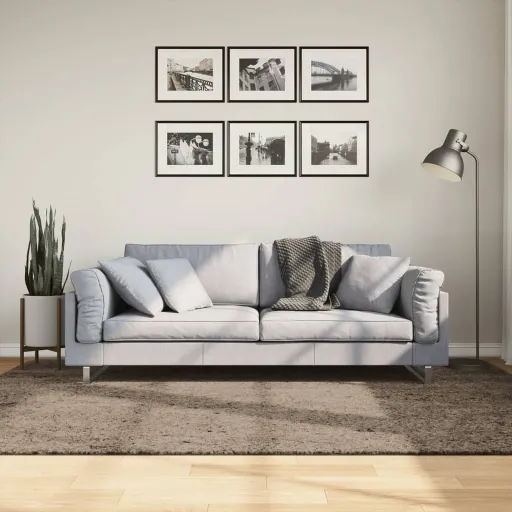 Alfombra Pelo Largo Aspecto Brillante ISTAN Gris 160x230 cm