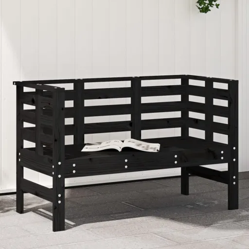 Banco de Jardín Madera Maciza de Pino Negro 111,5x53x71 cm
