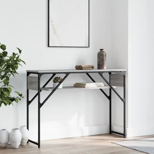 Mesa Consola Estante Madera Ingeniería Sonoma Gris 105x30x75 cm