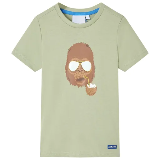 Camiseta de Manga Corta Infantil Caqui Claro 116