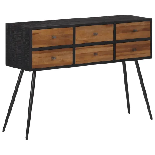 Mesa Consola Con Cajones Teca Maciza Reciclada 116x30x76 cm