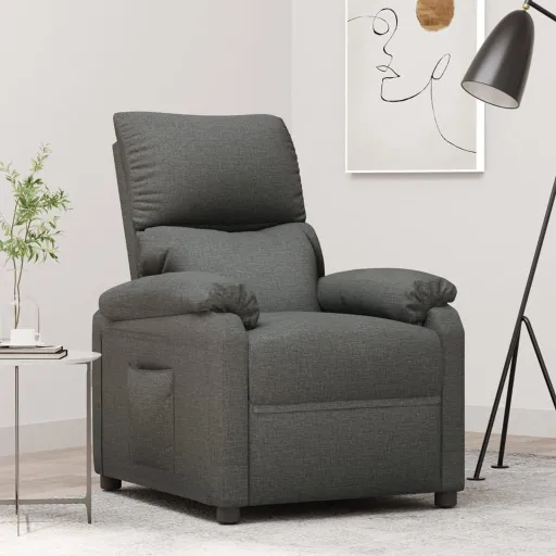 Sillón Reclinable de Tela Gris Oscuro