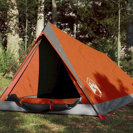 Tienda de Campaña Para 2 Personas Impermeable Gris y Naranja
