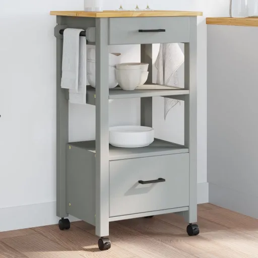Carrito de Cocina MONZA Madera Maciza de Pino 48x40x88,5 cm