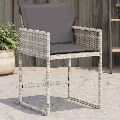 Sillones de Jardín Con Cojines 4 Uds Ratán Sintético Gris Claro