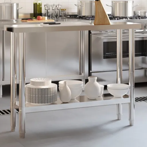 Mesa de Trabajo de Cocina Acero Inoxidable 110x30x85 cm