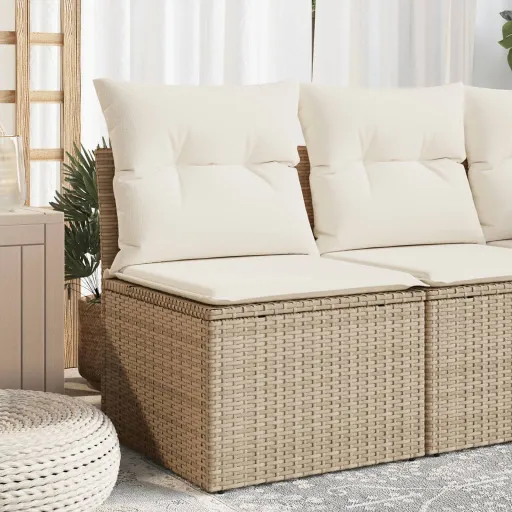 Silla de Jardín Sin Reposabrazos Con Cojines Ratán PE Beige
