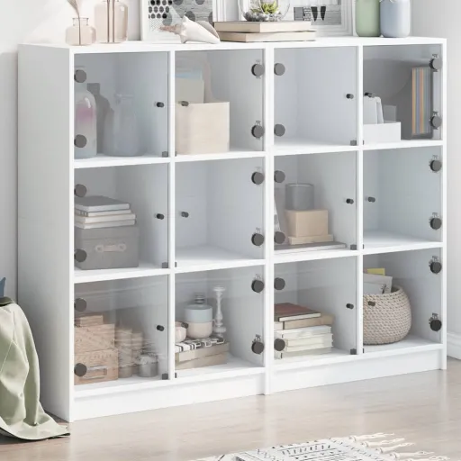 Estantería Con Puertas Madera de Ingeniería Negro 136x37x109 cm