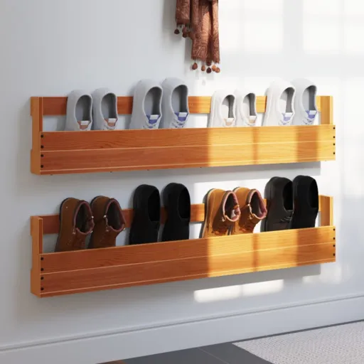 Estantes Zapatos Pared 2 Uds Madera Pino Marrón 110x8,5x23,5 cm