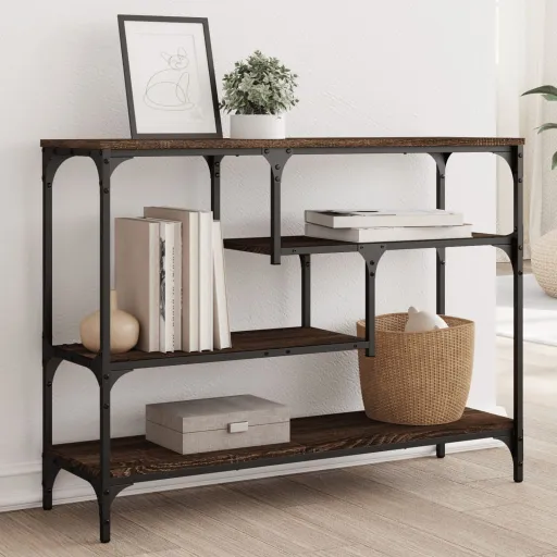 Mesa Consola Madera de Ingeniería Marrón Roble 100x30x75 cm