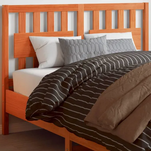 Cabecero de Cama Madera Maciza de Pino Marrón Cera 135 cm