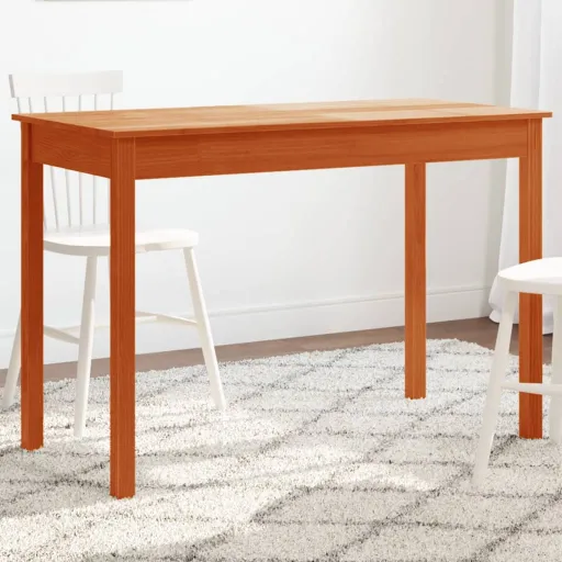 Mesa de Comedor Madera Maciza de Pino Marrón Cera 110x55x75 cm