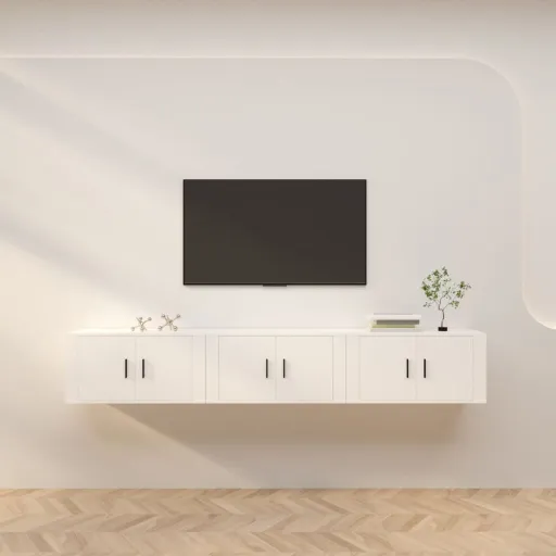 Muebles Para TV de Pared 3 Uds Blanco 80x34,5x40 cm