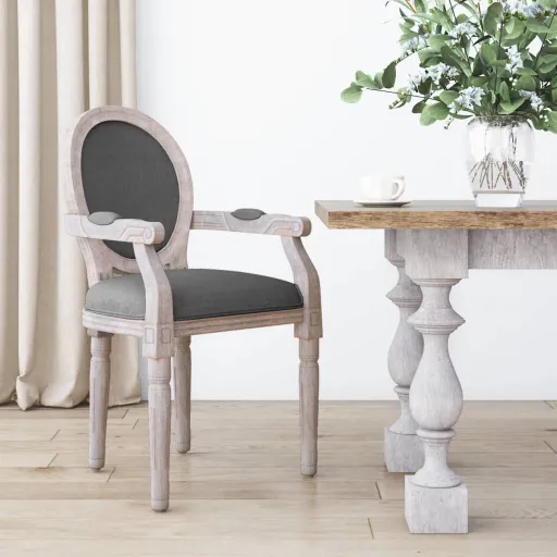Silla de Comedor Tela Gris Oscuro 54x56x96,5 cm