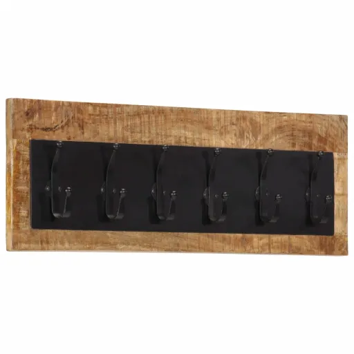 Perchero de Pared Con 6 Ganchos Madera Maciza de Mango