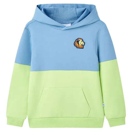 Sudadera Infantil Con Capucha Azul y Amarillo Suave 92
