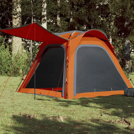 Tienda Campaña 4 Pers Impermeable Apertura Rápida Gris Naranja