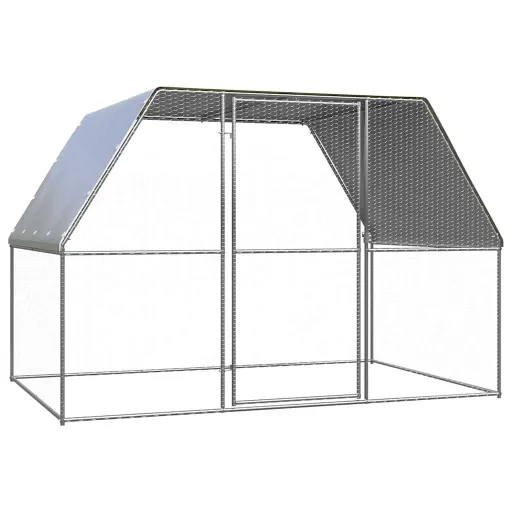 Gallinero de Acero Galvanizado Plateado y Gris 3x2x2 m