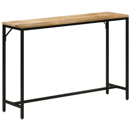 Mesa Consola Madera Maciza Mango Rugosa y Hierro 110x30x75 cm