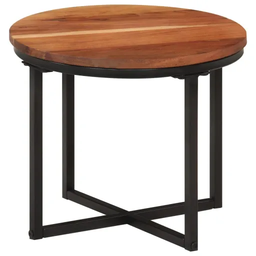 Mesa de Centro de Madera Maciza de Acacia y Hierro 35x35x30 cm