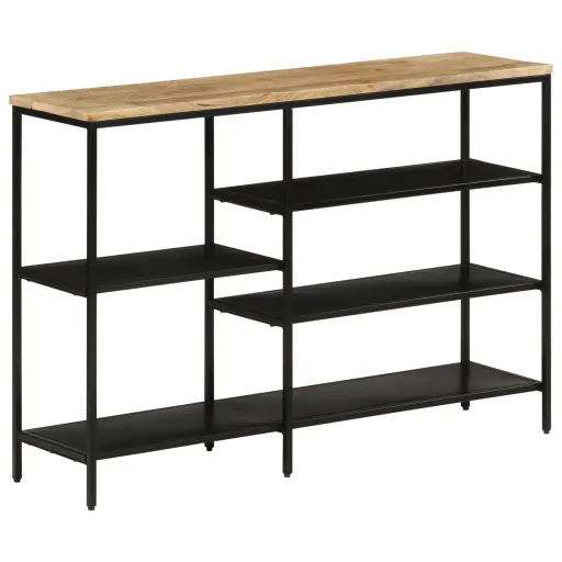 Mesa Consola Madera Maciza Mango Rugosa y Hierro 110x30x75 cm
