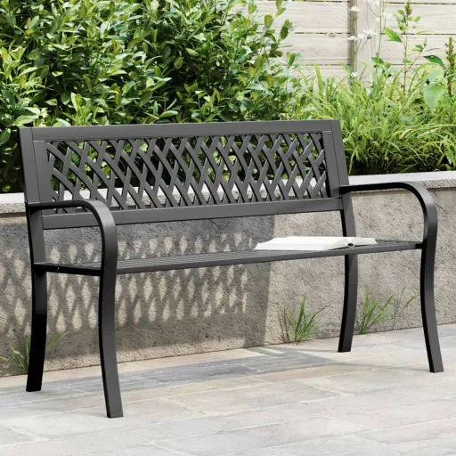 Banco de Jardín Acero Negro 120 cm