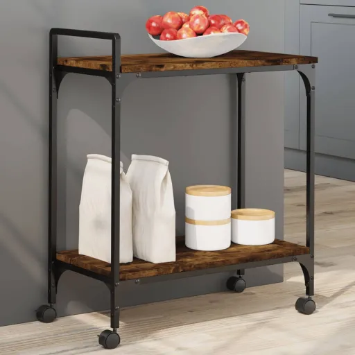Carrito Cocina Madera Ingeniería Roble Ahumado 60,5x31x72,5 cm