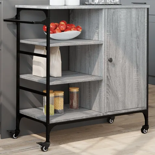 Carrito de Cocina de Madera Gris Sonoma 87,5x38,5x84,5 cm