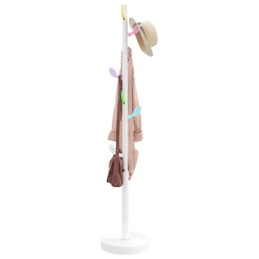 Perchero de Hierro Con Recubrimiento en Polvo Blanco 172 cm