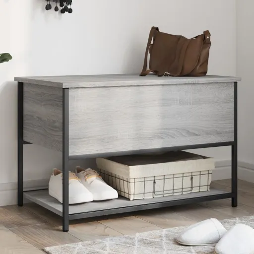 Banco de Almacenaje Madera Ingeniería Gris Sonoma 70x42,5x47 cm
