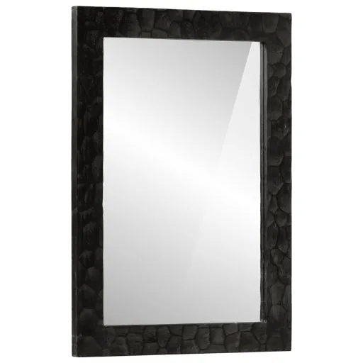 Espejo de Baño Madera Maciza Mango y Vidrio Negro 50x70x2,5 cm