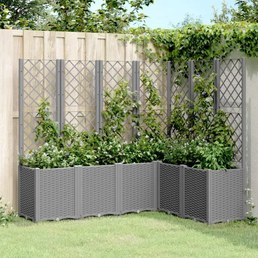 Jardinera Con Enrejado PP Gris Claro 160x120x140 cm