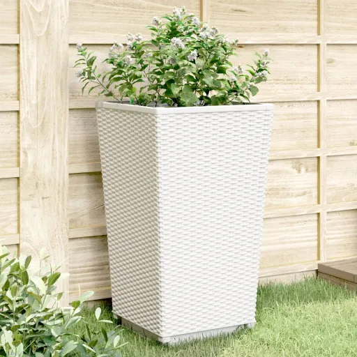 Jardineras 2 Unidades PP Blanco 32,5x32,5x57 cm