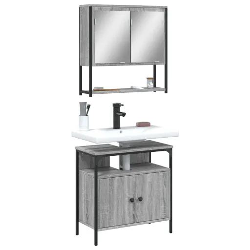 Set de Muebles de Baño 2 Pzas Madera Contrachapada Gris Sonoma