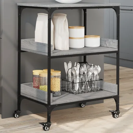 Carrito de Cocina Madera Ingeniería Gris Sonoma 60x41x80,5 cm