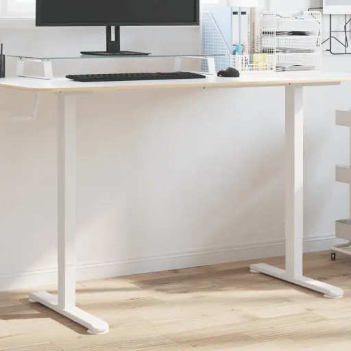 Marco de Escritorio de Pie Acero Blanco (94-135)X60x(70-114) cm
