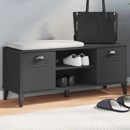 Banco Zapatero VIKEN Madera de Ingeniería Negro 106x35x45 cm