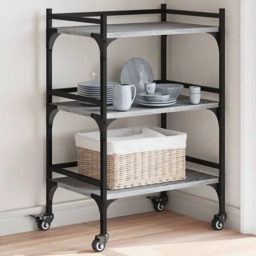 Carrito de Cocina Madera Ingeniería Gris Sonoma 50x35x75,5 cm
