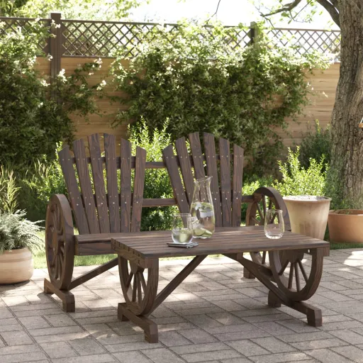 Juego de Muebles de Jardín 2 Piezas Madera Maciza de Abeto