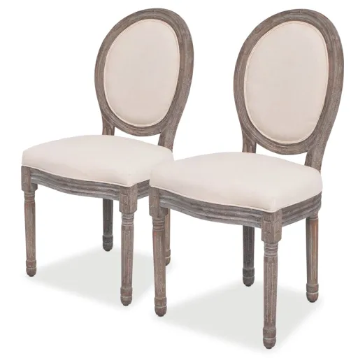 Sillas de Comedor 2 Unidades Tela Color Crema