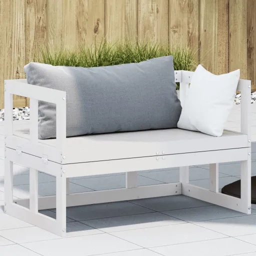Banco Sofá de Jardín Extensible Madera Maciza de Pino Blanco