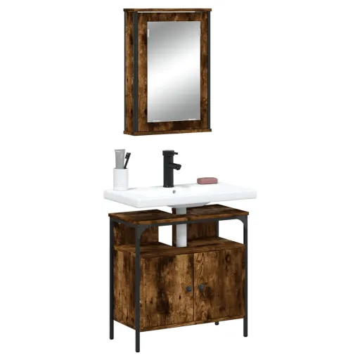 Set de Muebles Baño 2 Pzas Madera Contrachapada Roble Ahumado
